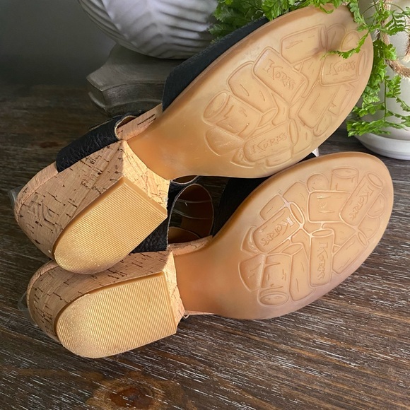 Kork-Ease Korks Laurelin Black Pebbled Leather Cork Block Heel Sandals Women 8 M - Picture 9 of 11